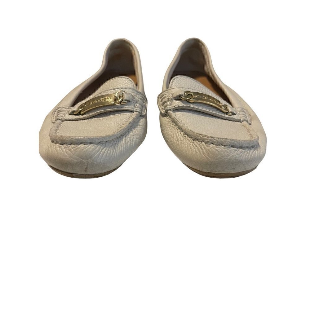 Calvin Klein Women's Lunasi Whitebone Pebbled Leather Driving Moccasins Loafers